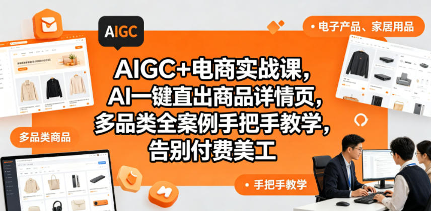AIGC+电商实战课，AI一键直出商品详情页，多品类全案例手把手教学，告别付费美工(更新)优优云-闲云创业网-老谢轻创网-中创网-福缘网-冒泡网-资源之家-魔方项目库优优云