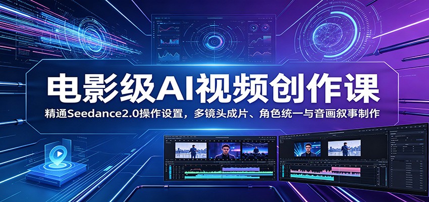 电影级AI视频创作课:精通Seedance2.0操作设置,多镜头成片、角色统一与音画叙事制作-798资源站