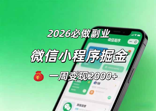 2026微信小程序掘金，简单好上手，一周变现2000+-798资源站