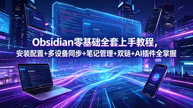 Obsidian零基础全套上手教程,安装配置+多设备同步+笔记管理+双链+AI插件全掌握-798资源站