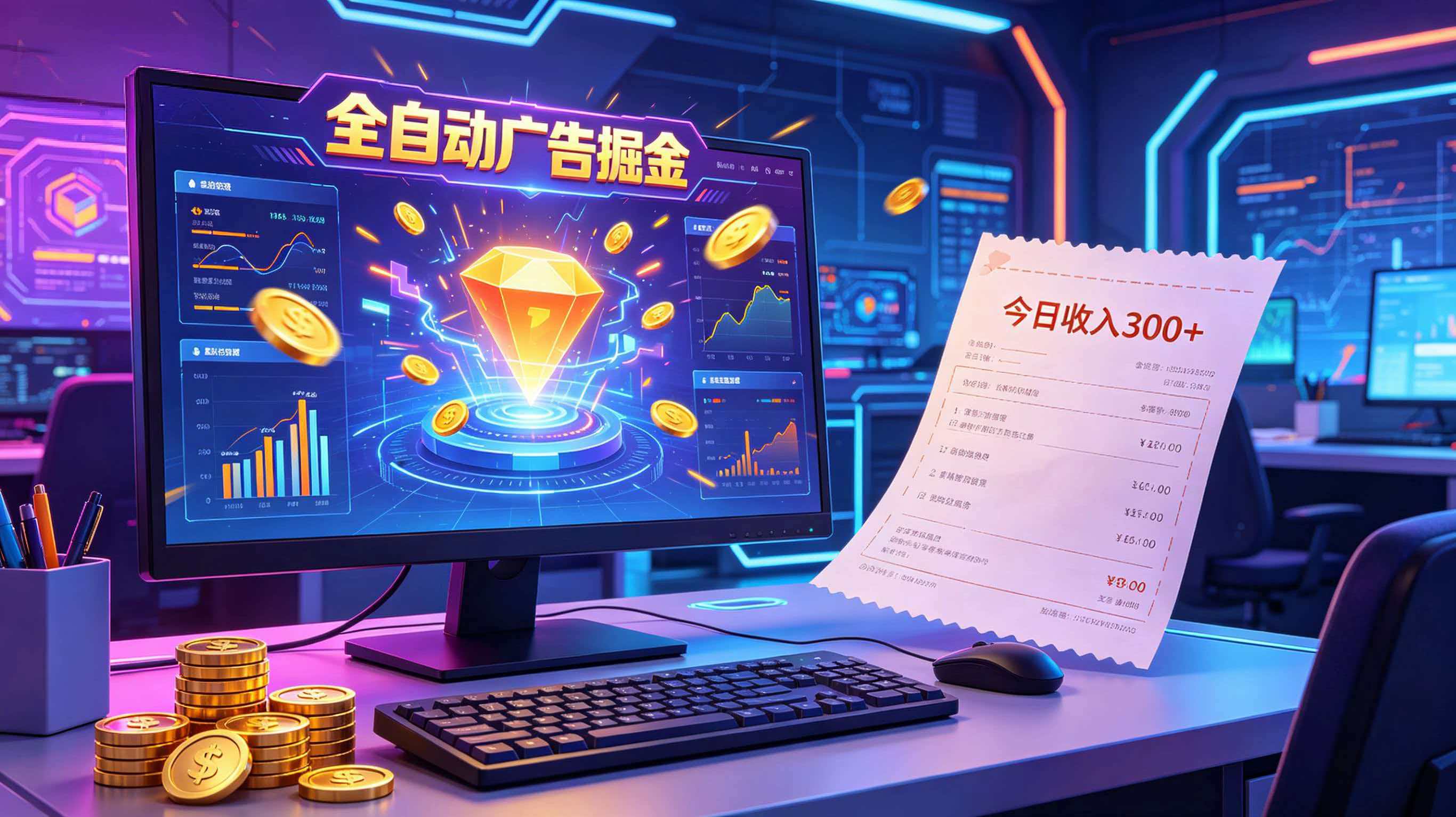 全自动广告掘金，日入300+。全程Ai自动化运行，解放双手，时间自由。收益稳定-创富之家