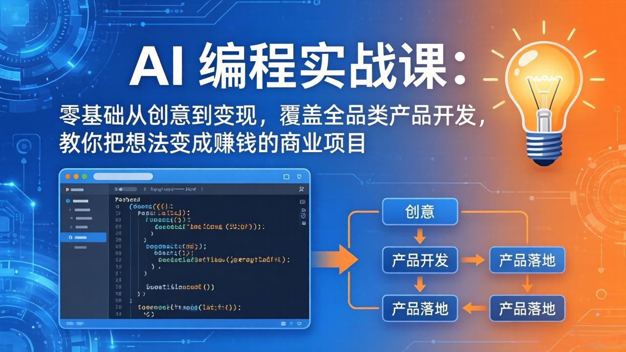 AI编程实战课-第三期-5月3更新：零基础从创意到变现，覆盖全品类产品开发，把想法变成赚钱项目-798资源站