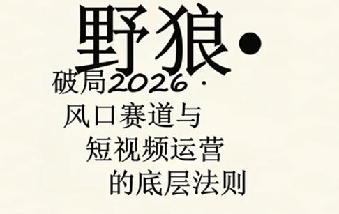 野狼团队·多平台实操运营课，覆盖AI口播、服装、好物、漫剪等热门玩法(更新4月29日)