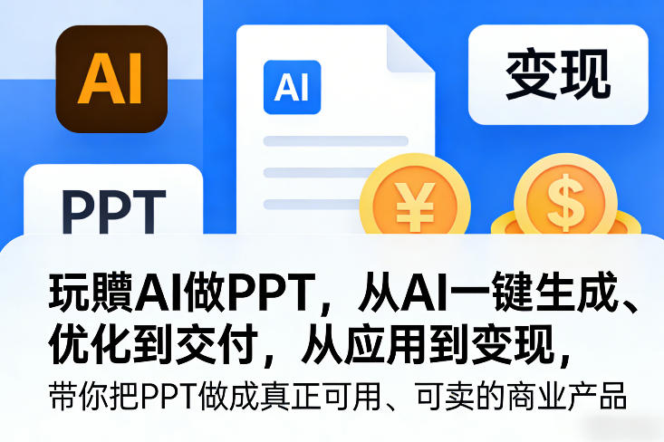 玩賺AI做PPT，从AI一键生成、优化到交付，从应用到变现，带你把PPT做成真正可用、可卖的商业产品(更新0421)