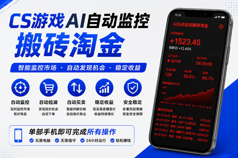 CS游戏AI自动监控搬砖淘金，稳定运行多年，支持任何形式验证，日入300+【揭秘】优优云-闲云创业网-老谢轻创网-中创网-福缘网-冒泡网-资源之家-魔方项目库优优云