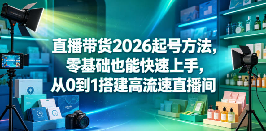直播带货2026起号方法，零基础也能快速上手，从0到1搭建高流速直播间-798资源站