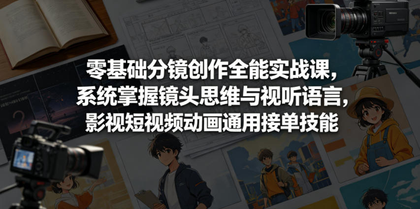 零基础分镜创作全能实战课，系统掌握镜头思维与视听语言，影视短视频动画通用接单技能-798资源站