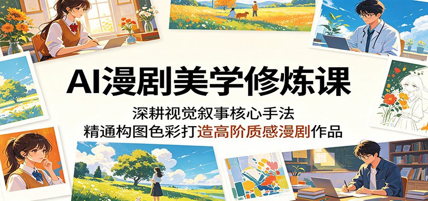 AI漫剧美学修炼课：深耕视觉叙事核心手法，精通构图色彩打造高阶质感漫剧作品来宝云总站-闲云创业网-老谢轻创网-中创网-福缘网-冒泡网-资源之家-魔方项目库来宝云总站