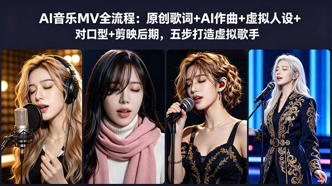 AI音乐MV全流程：原创歌词+AI作曲+虚拟人设+对口型+剪映后期，五步打造虚拟歌手优优云-闲云创业网-老谢轻创网-中创网-福缘网-冒泡网-资源之家-魔方项目库优优云