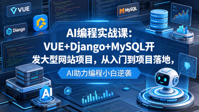 AI编程实战课：VUE+Django+MySQL开发大型网站项目，从入门到项目落地，AI助力编程小白逆袭-798资源站