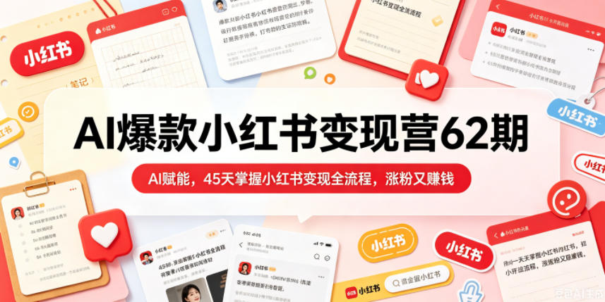 AI爆款小红书变现营62期2026年5月,AI赋能,45天掌握小红书变现全流程,涨粉又賺钱-798资源站