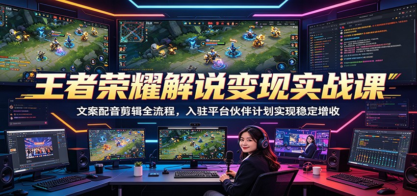 王者荣耀解说变现实战课：文案配音剪辑全流程，入驻平台伙伴计划实现稳定增收-798资源站