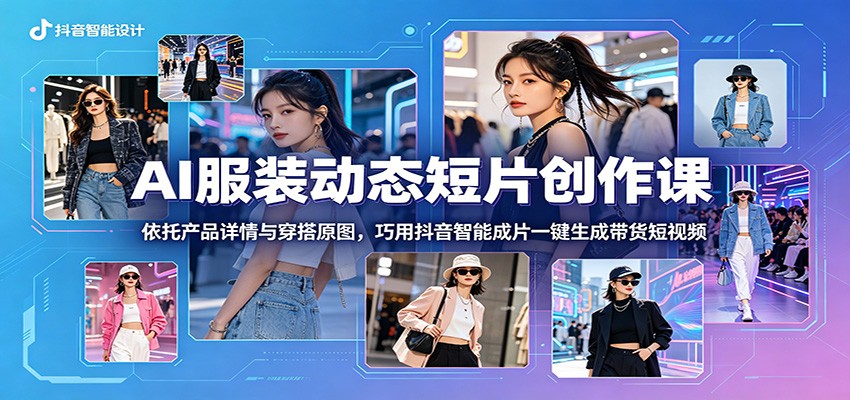 AI服装动态短片创作课：依托产品详情与穿搭原图，巧用抖音智能成片一键生成带货短视频-798资源站