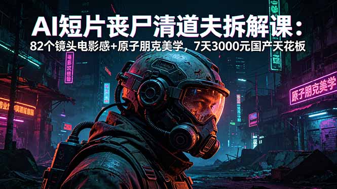 AI短片《丧尸清道夫》拆解课：82个镜头电影感+原子朋克美学，7天3000元国产天花板-798资源站