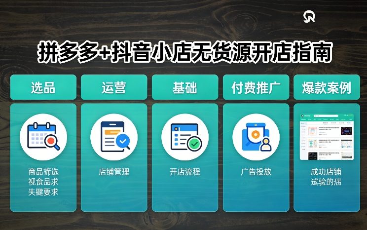 拼多多+抖音小店无货源开店，包括：选品、运营、基础、付费推广、爆款案例等(更新26年3月)福瑞网创-中创网-福缘网-冒泡网-资源之家-魔方项目库福瑞网创联盟