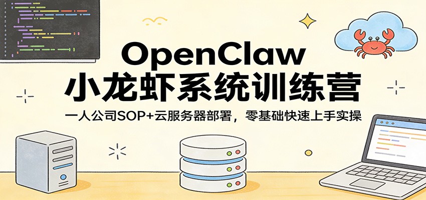 OpenClaw小龙虾系统训练营：一人公司SOP，云服务器部署，零基础快速上手实操福瑞网创-中创网-福缘网-冒泡网-资源之家-魔方项目库福瑞网创联盟