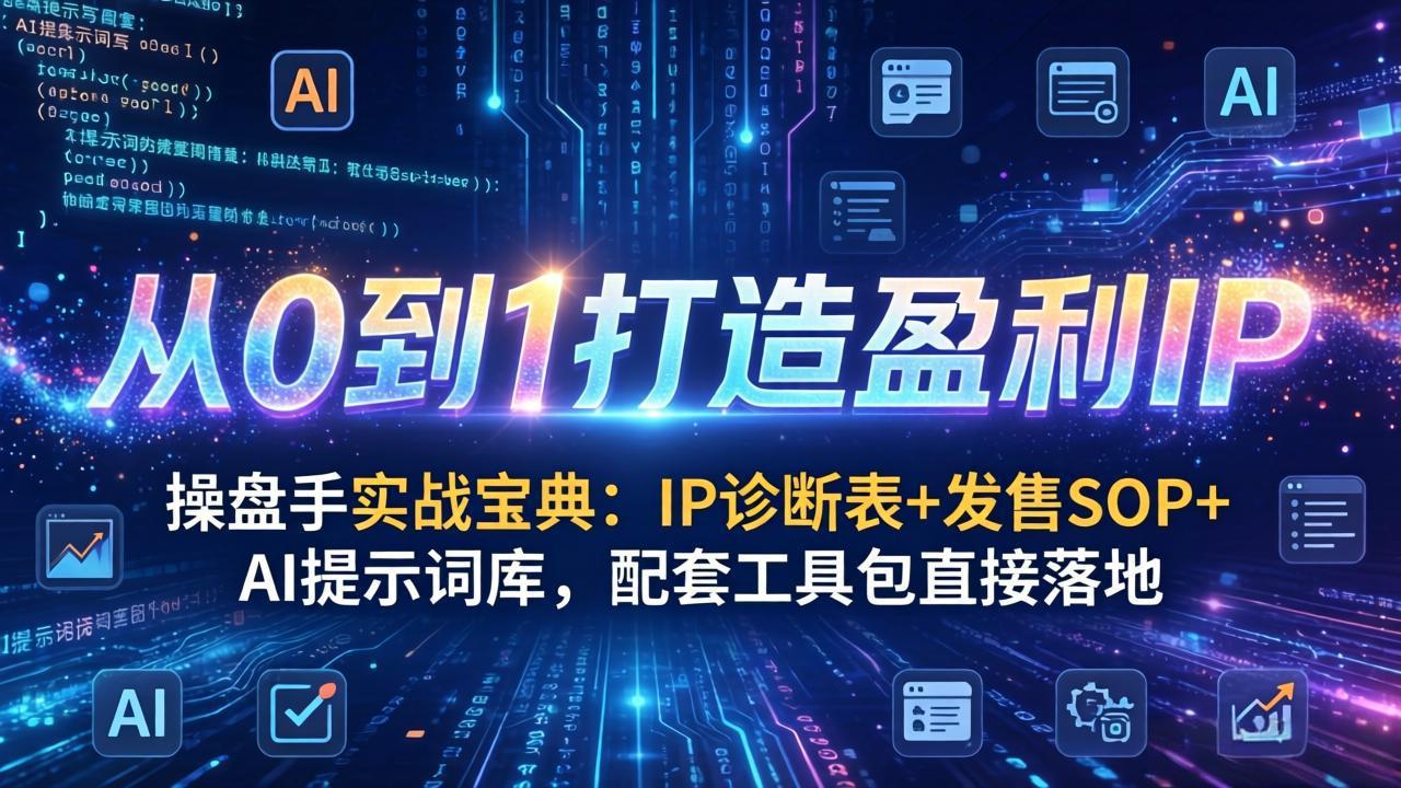 操盘手实战宝典：IP诊断表+发售SOP+AI提示词库，配套工具包直接落地，从0到1打造盈利IP福瑞网创-中创网-福缘网-冒泡网-资源之家-魔方项目库福瑞网创联盟