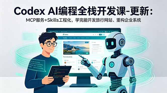 Codex AI编程全栈开发课-更新：MCP服务+Skills工程化，学完能开发旅行网站、重构企业系统来宝云总站-闲云创业网-老谢轻创网-中创网-福缘网-冒泡网-资源之家-魔方项目库来宝云总站