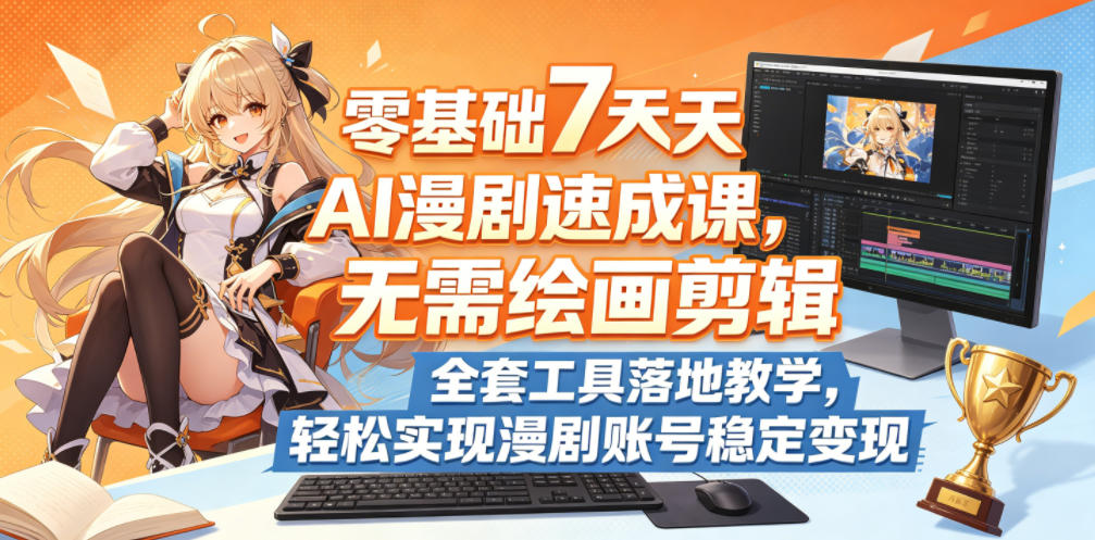 零基础7天AI漫剧速成课,无需绘画剪辑,全套工具落地教学,轻松实现漫剧账号稳定变现-798资源站