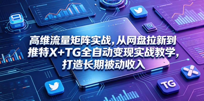 高维流量矩阵实战，从网盘拉新到推特X+TG全自动变现实战教学，打造长期被动收入-798资源站