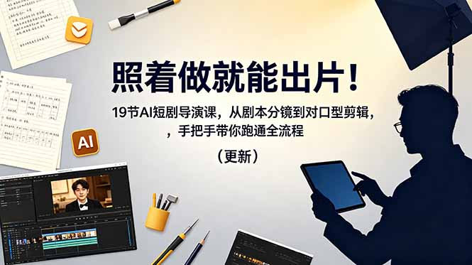 照着做就能出片！19节AI短剧导演课，从剧本分镜到对口型剪辑，手把手带你跑通全流程(更新优优云-闲云创业网-老谢轻创网-中创网-福缘网-冒泡网-资源之家-魔方项目库优优云