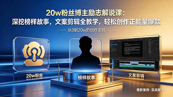 20w粉丝博主励志解说课：深挖榜样故事，文案剪辑全教学，轻松创作正能量爆款-798资源站