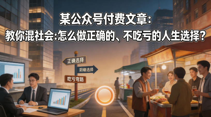 某公众号付费文章：教你混社会：怎么做正确的、不吃亏的人生选择？