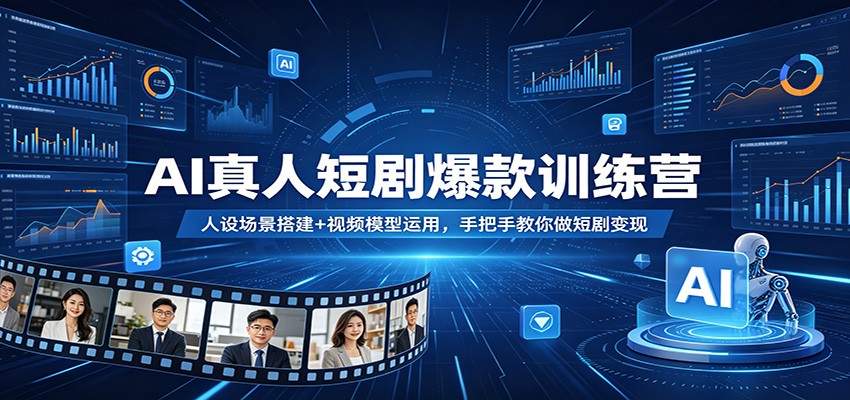 AI真人短剧爆款训练营：人设场景搭建+视频模型运用，手把手教你做短剧变现来宝云总站-闲云创业网-老谢轻创网-中创网-福缘网-冒泡网-资源之家-魔方项目库来宝云总站