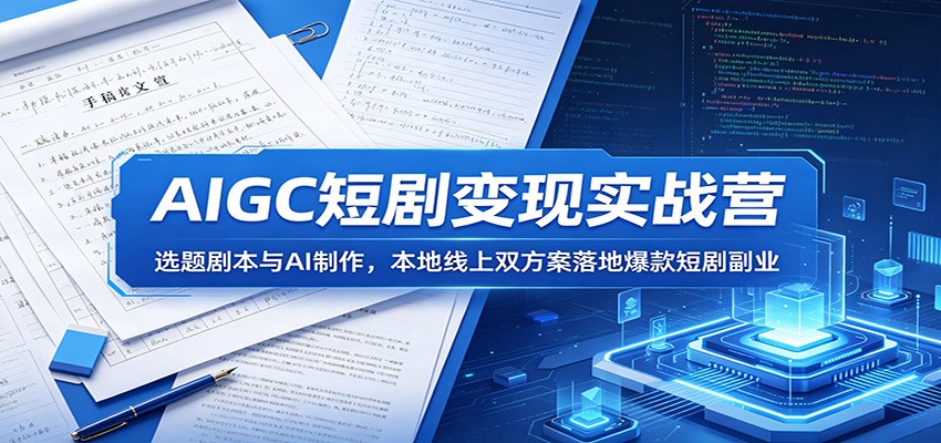 AIGC短剧变现实战营：选题剧本与AI制作，本地线上双方案落地爆款短剧副业-798资源站