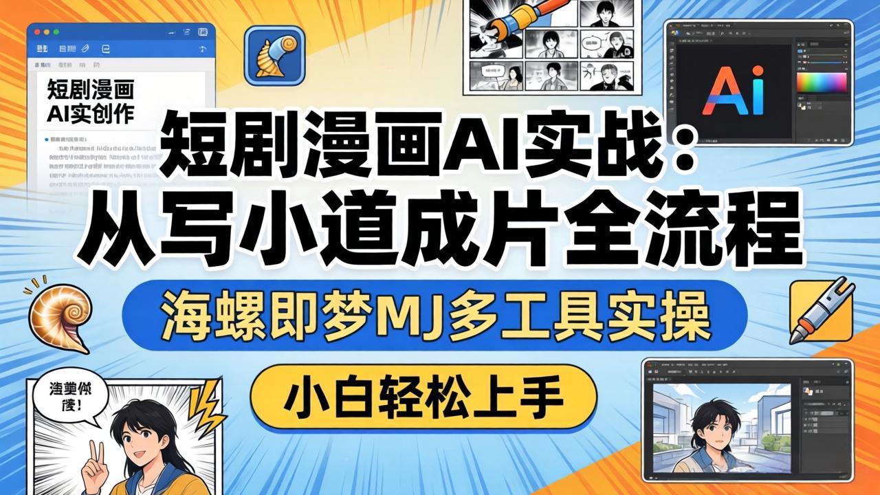 短剧漫画AI实战：从写小说到成片全流程，海螺即梦MJ多工具实操，小白轻松上手-创富之家