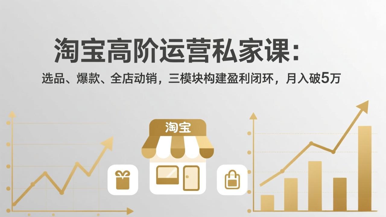 淘宝高阶运营私家课：选品、爆款、全店动销，三模块构建盈利闭环，月入破5万(更新26年2月