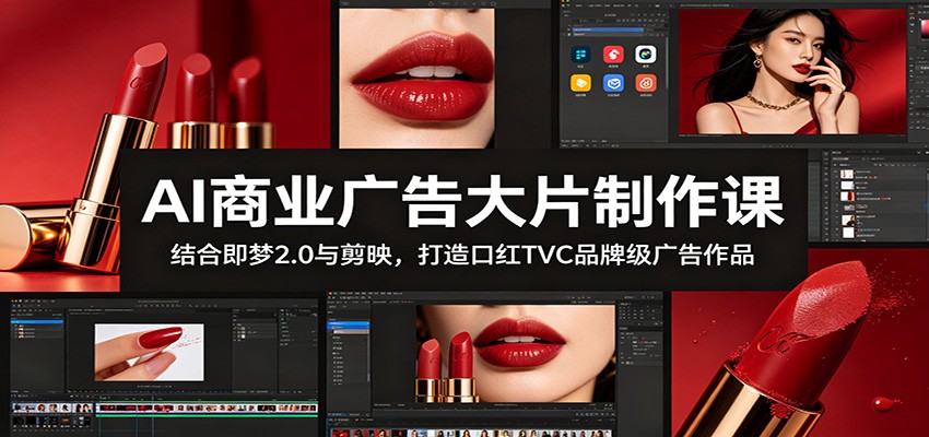 AI商业广告大片制作课：结合即梦2.0与剪映，打造口红TVC品牌级广告作品来宝云总站-闲云创业网-老谢轻创网-中创网-福缘网-冒泡网-资源之家-魔方项目库来宝云总站