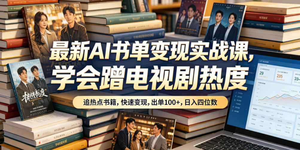 最新AI书单变现实战课，学会蹭电视剧热度，追热点书籍，快速变现，出单100+，日入四位数-798资源站