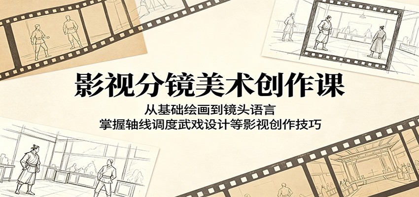 影视分镜美术创作课：从基础绘画到镜头语言，掌握轴线调度武戏设计等影视创作技巧-798资源站