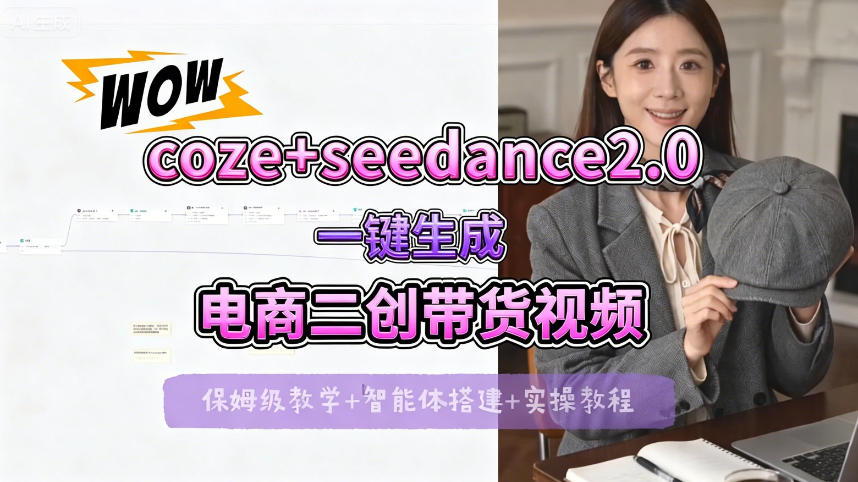 【Coze工作流搭建实操教程】seedance2.0+coze一键生成电商二创带货视频，全流程保姆级教学-798资源站