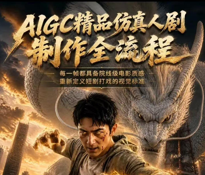 AIGC精品仿真人剧豢龙人全流程制作解析2026，国风仿真人创作+打斗剧情+人设编排，一站式AI短剧入门来宝云总站-闲云创业网-老谢轻创网-中创网-福缘网-冒泡网-资源之家-魔方项目库来宝云总站