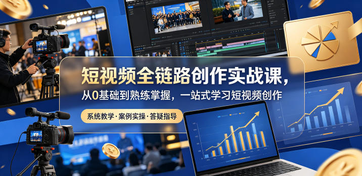 短视频全链路创作实战课，从0基础到熟练掌握，一站式学习短视频创作-798资源站