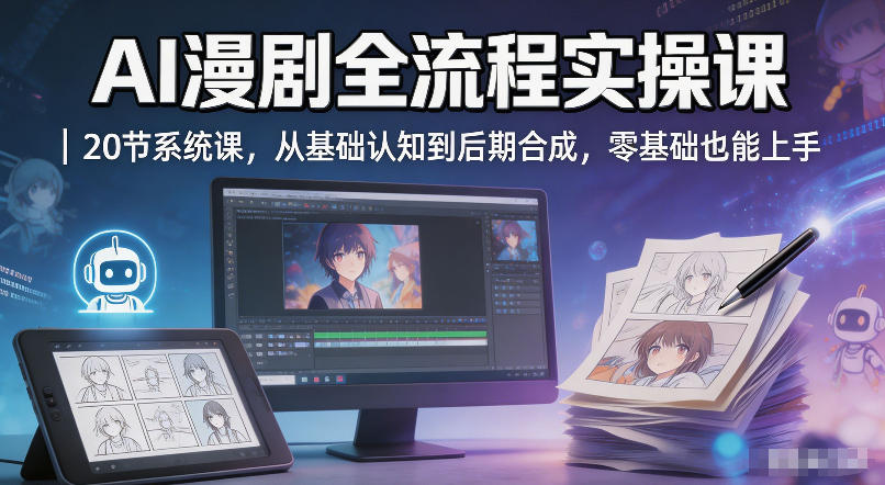 AI漫剧全流程实操课｜20节系统课，从基础认知到后期合成，零基础也能上手-798资源站
