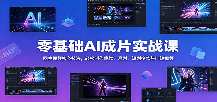 零基础AI成片实战课：图生视频核心技法，轻松制作跳舞、漫剧、短剧多款热门短视频-798资源站