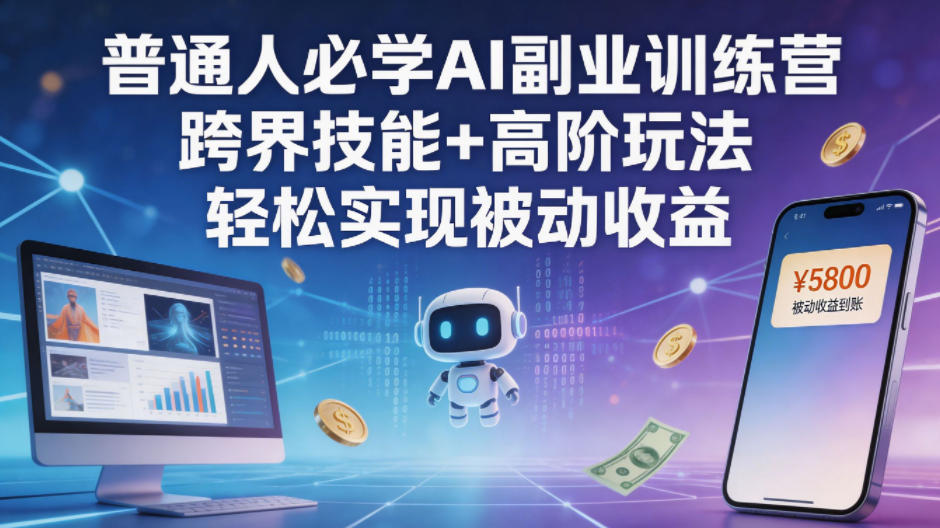 普通人必学AI副业训练营跨界技能+高阶玩法轻松实现被动收益-798资源站
