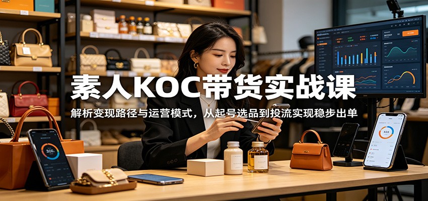 素人KOC带货实战课:解析变现路径与运营模式,从起号选品到投流实现稳步出单-798资源站