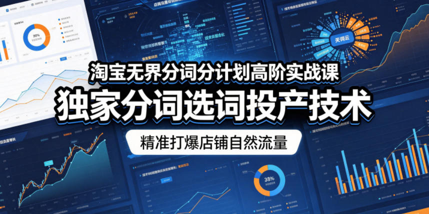 淘宝无界分词分计划高阶实战课，独家分词选词投产技术，精准打爆店铺自然流量-798资源站
