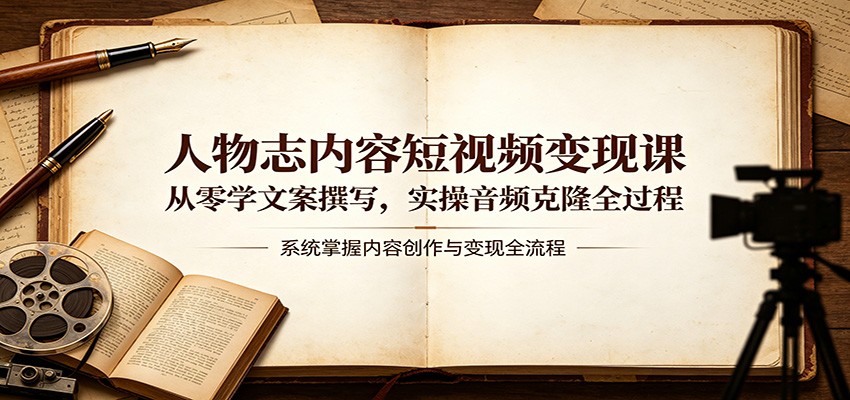 人物志内容短视频变现课：从零学文案撰写，实操音频克隆全过程-798资源站