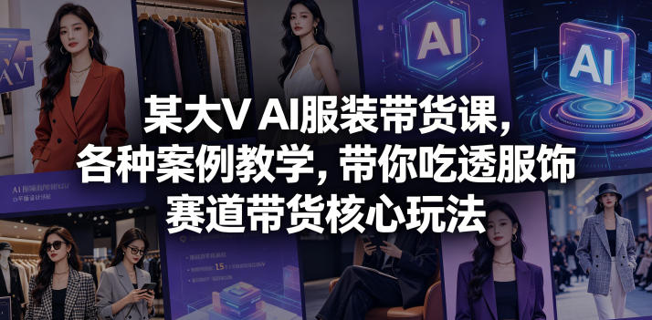 某大V AI服装带货课，各种案例教学，带你吃透服饰赛道带货核心玩法优优云-闲云创业网-老谢轻创网-中创网-福缘网-冒泡网-资源之家-魔方项目库优优云