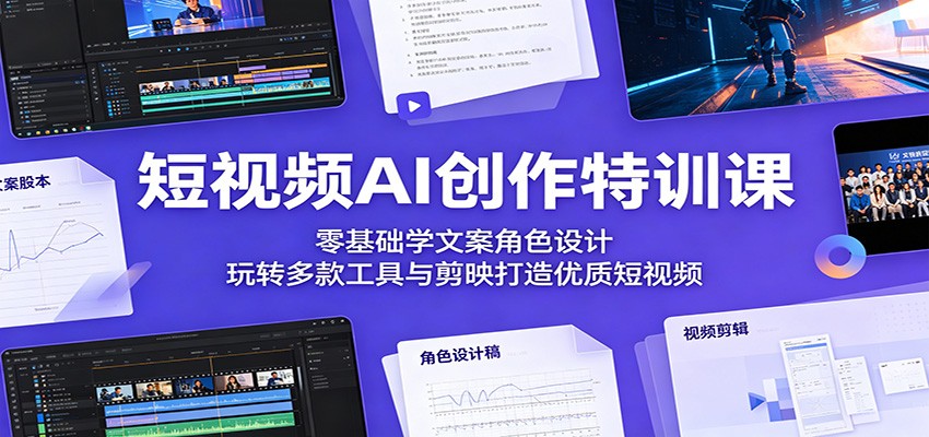 短视频AI创作特训课：零基础学文案角色设计，玩转多款工具与剪映打造优质短视频-798资源站