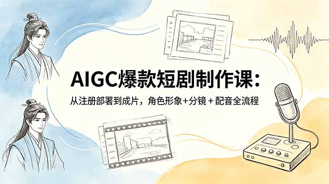 AIGC爆款短剧制作课：从注册部署到成片，角色形象+分镜+配音全流程-798资源站