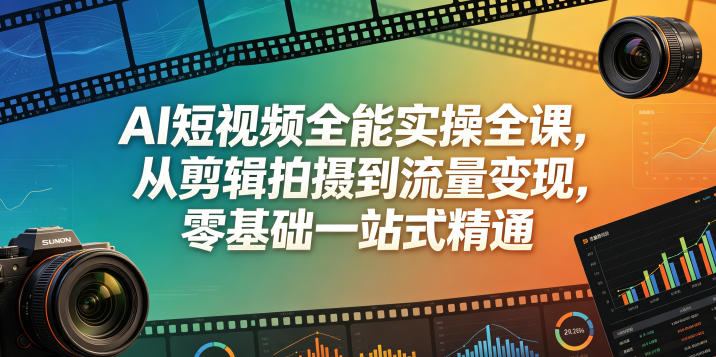 AI短视频全能实操全课，从剪辑拍摄到流量变现，零基础一站式精通-798资源站