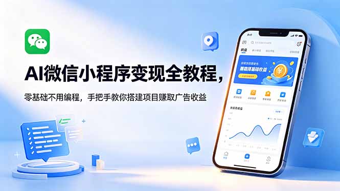 AI微信小程序变现全教程，零基础不用编程，手把手教你搭建项目赚取广告收益-798资源站