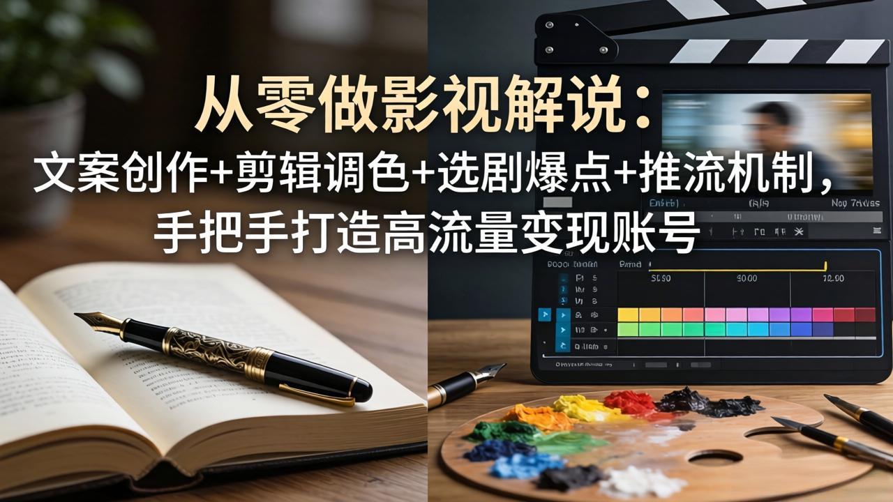 从零做影视解说:文案创作+剪辑调色+选剧爆点+推流机制,手把手打造高流量变现账号