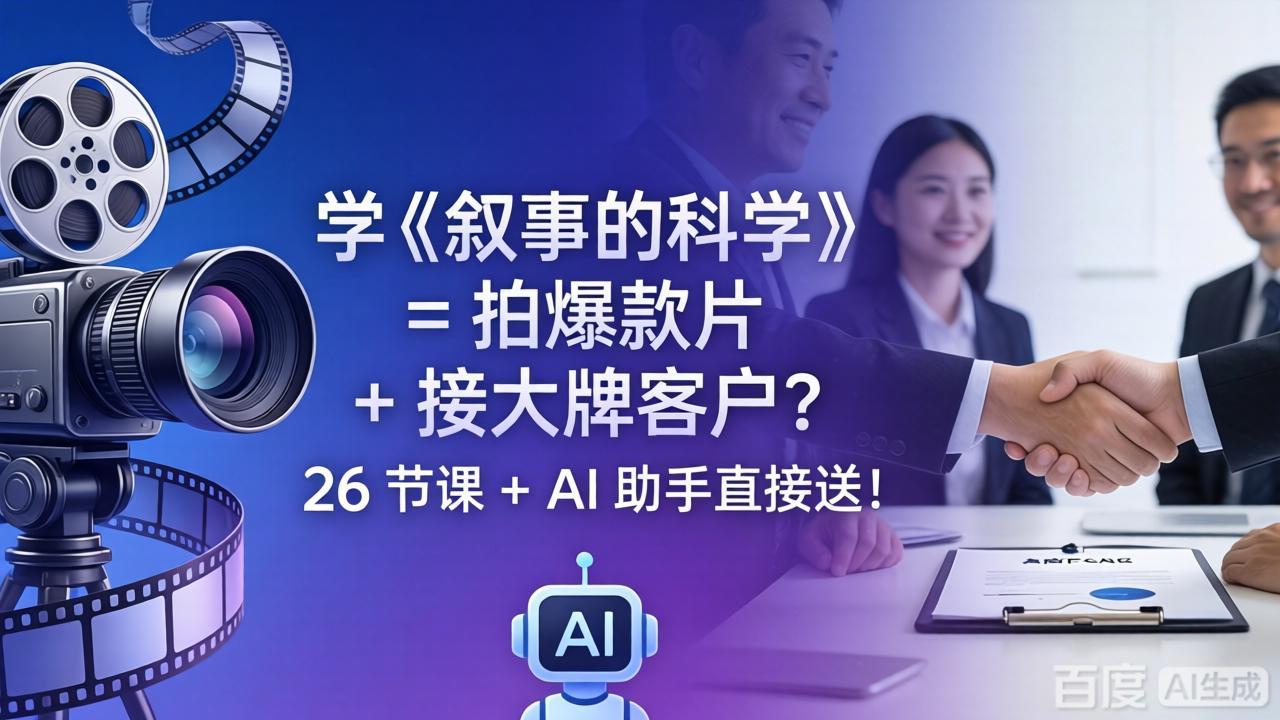 学《叙事的科学》= 拍爆款片 + 接大牌客户？26 节课 + AI 助手直接送！-798资源站